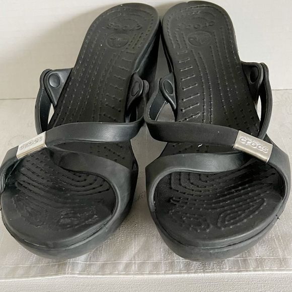 Crocs Cyprus Heel Strappy Black Platform Sandal Women's Sz 10 *Host Pick* - Picture 3 of 6